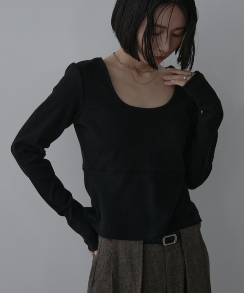 Aunt Marie's(アントマリーズ)の「カップ付きペプラムトップス(Tシャツ/カットソー・レディース・ブラック/ナチュラル/チャコールグレー・FREE)」の7枚目の写真