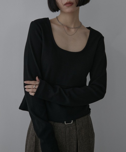 Aunt Marie's(アントマリーズ)の「カップ付きペプラムトップス(Tシャツ/カットソー・レディース・ブラック/ナチュラル/チャコールグレー・FREE)」の5枚目の写真