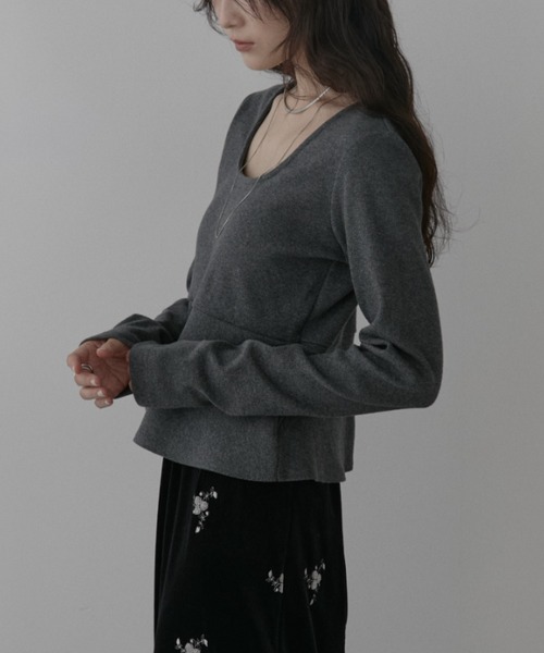 Aunt Marie's(アントマリーズ)の「カップ付きペプラムトップス(Tシャツ/カットソー・レディース・ブラック/ナチュラル/チャコールグレー・FREE)」の19枚目の写真