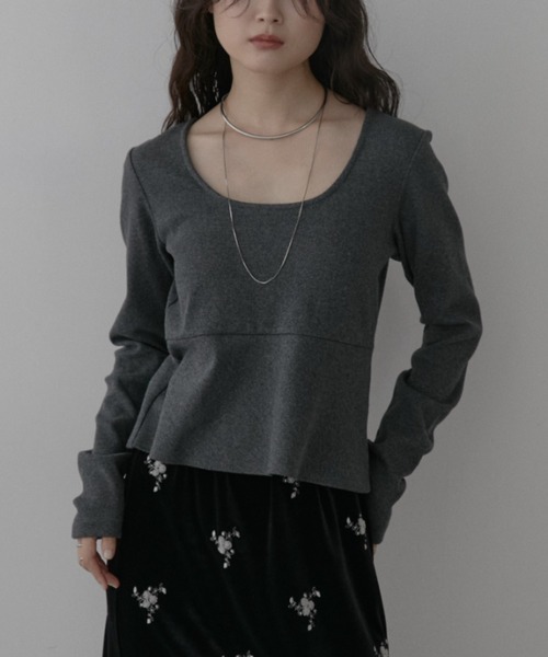 Aunt Marie's(アントマリーズ)の「カップ付きペプラムトップス(Tシャツ/カットソー・レディース・ブラック/ナチュラル/チャコールグレー・FREE)」の21枚目の写真