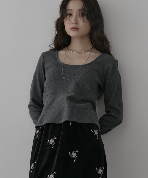 Aunt Marie's(アントマリーズ)の「カップ付きペプラムトップス(Tシャツ/カットソー・レディース・ブラック/ナチュラル/チャコールグレー・FREE)」の17枚目の写真