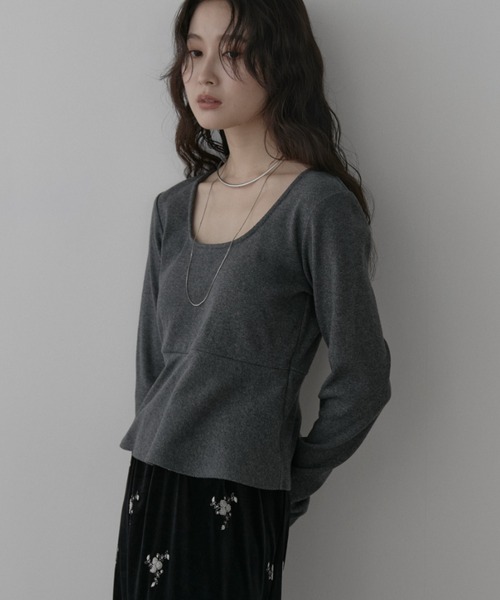 Aunt Marie's(アントマリーズ)の「カップ付きペプラムトップス(Tシャツ/カットソー・レディース・ブラック/ナチュラル/チャコールグレー・FREE)」の22枚目の写真