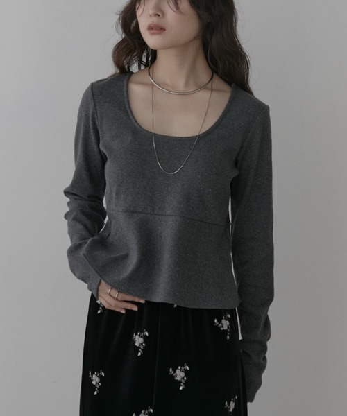 Aunt Marie's(アントマリーズ)の「カップ付きペプラムトップス(Tシャツ/カットソー・レディース・ブラック/ナチュラル/チャコールグレー・FREE)」の16枚目の写真