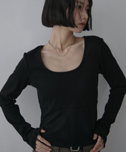 Aunt Marie's(アントマリーズ)の「カップ付きペプラムトップス(Tシャツ/カットソー・レディース・ブラック/ナチュラル/チャコールグレー・FREE)」の11枚目の写真