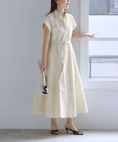 La TOTALITE（ラトータリテ）の「【洗える】リベットシャツフレンチスリーブワンピース（ワンピース・レディース・ネイビー/イエロー/カーキ・36/38）」の3枚目の写真
