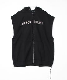BOXY  SWAROVSKI  CRYSTALS SLEEVELESS HOODIE