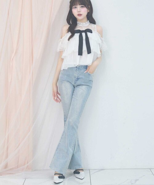 Belle Charme(ベルシャルム)の「【Belle Charme】Classic Tiered Blouse(シャツ/ブラウス・レディース・オフホワイト/ブラック/アイボリー・FREE)」の5枚目の写真