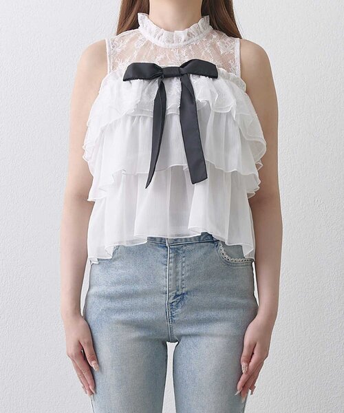 Belle Charme(ベルシャルム)の「【Belle Charme】Classic Tiered Blouse(シャツ/ブラウス・レディース・オフホワイト/ブラック/アイボリー・FREE)」の6枚目の写真