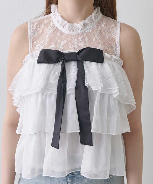Belle Charme(ベルシャルム)の「【Belle Charme】Classic Tiered Blouse(シャツ/ブラウス・レディース・オフホワイト/ブラック/アイボリー・FREE)」の9枚目の写真