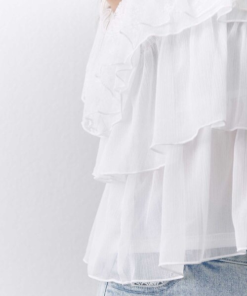 Belle Charme(ベルシャルム)の「【Belle Charme】Classic Tiered Blouse(シャツ/ブラウス・レディース・オフホワイト/ブラック/アイボリー・FREE)」の12枚目の写真