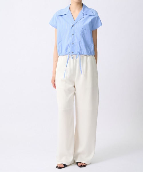 UJOH(ウジョー)の「【UJOH/ウジョー】Open Collar Cropped Shirt/オープンカラークロップドシャツ(シャツ/ブラウス・レディース・ブルー・2)」の3枚目の写真