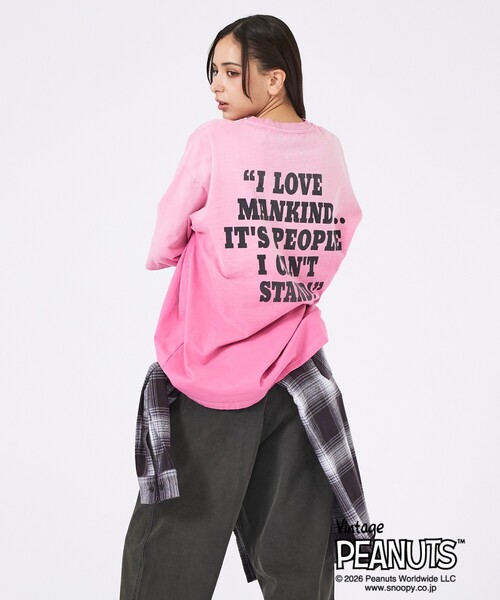 ABAHOUSE(アバハウス)の「【JOHNBULL/ジョンブル】PEANUTS SNOOPY / ピーナッツ スヌーピー / Tシャツ / ユニセックス / JT263C01/03(Tシャツ/カットソー・メンズ・スミクロ/ピンク/ネイビー・M/S)」の2枚目の写真
