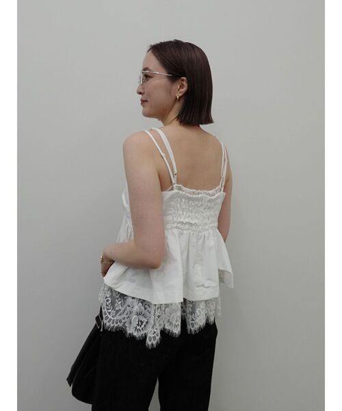 LAGUNAMOON(ラグナムーン)の「レースレイヤードランジェリーチュニック 【夏服】【レイヤードトップス】(キャミソール・レディース・ホワイト/ブラック/ブラウン/ライトブルー・FREE)」の5枚目の写真