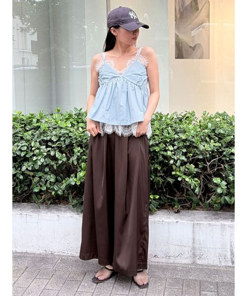 LAGUNAMOON(ラグナムーン)の「レースレイヤードランジェリーチュニック 【夏服】【レイヤードトップス】(キャミソール・レディース・ホワイト/ブラック/ブラウン/ライトブルー・FREE)」の13枚目の写真