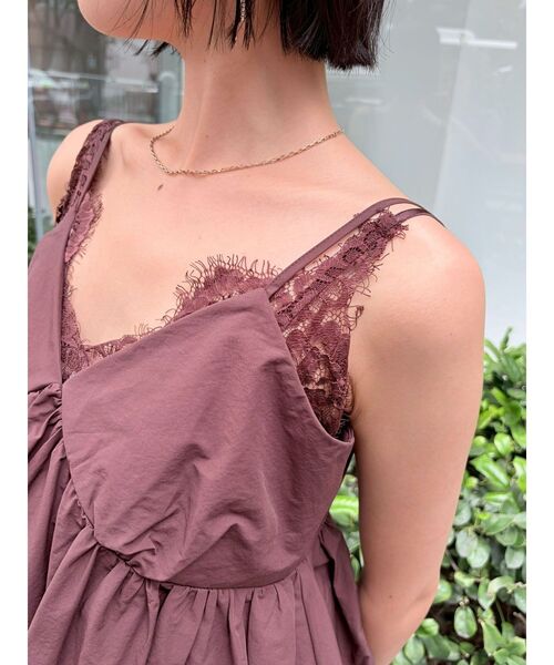 LAGUNAMOON(ラグナムーン)の「レースレイヤードランジェリーチュニック 【夏服】【レイヤードトップス】(キャミソール・レディース・ホワイト/ブラック/ブラウン/ライトブルー・FREE)」の20枚目の写真