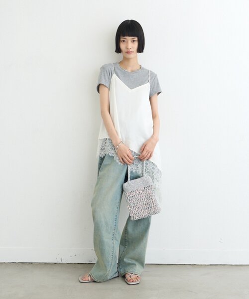 CIAOPANIC TYPY（チャオパニックティピー）の「アシメ裾レースキャミチュニック（チュニック・レディース・ブラック/ホワイト・ONE SIZE）」の20枚目の写真