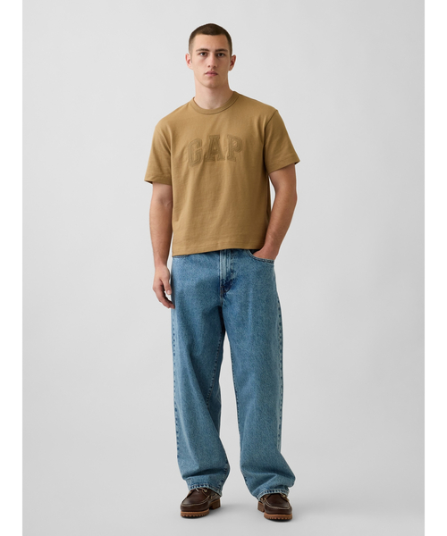 GAP(ギャップ)の「ヘビーウェイト リラックスフィット GAPロゴ クロップドTシャツ(Tシャツ/カットソー・メンズ・ネイビー/グレー/ベージュ/レッド/ブルー・XL/XS/S/M/L)」の8枚目の写真