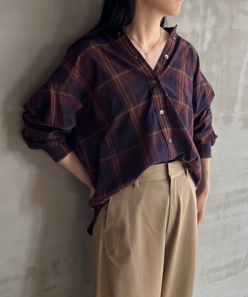 HELIOPOLE(エリオポール)の「the EDITOR SHIRT / ジ エディター シャツ(シャツ/ブラウス・レディース・ブルー/ボルドー・38)」の20枚目の写真
