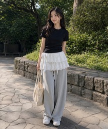 【KONVINI select】コットンレースラップスカート レディース レイヤードスカート 重ね着 バレエコア 韓国ファッション フリル