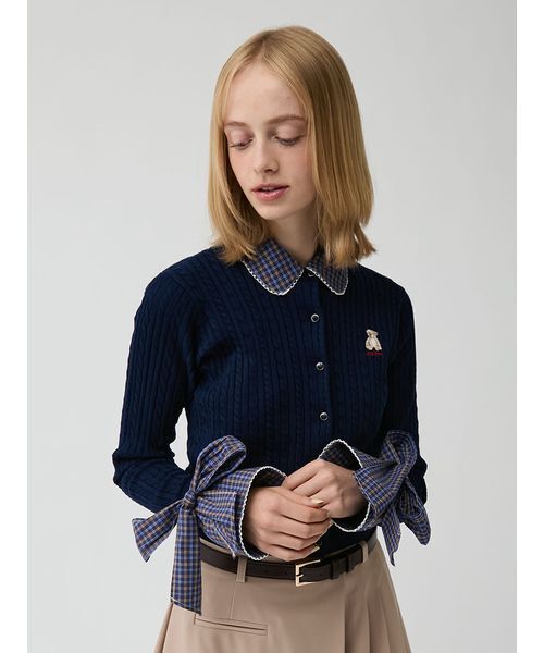 LILY BROWN(リリーブラウン)の「アタッチドシャツリボンカフス(マスク・レディース・チェック/ドット/ブルー・F)」の14枚目の写真