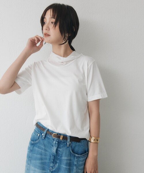 RIVE DROITE(リヴドロワ)の「サテンスカーフTee(オフィスカジュアル)(Tシャツ/カットソー・レディース・ブラック/オフホワイト・FREE)」の14枚目の写真