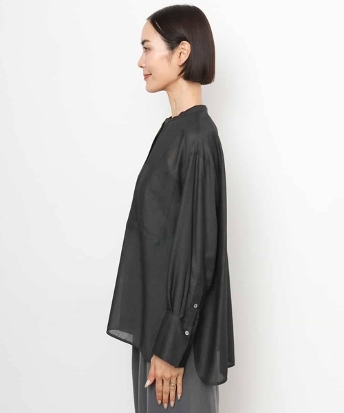 MICHEL KLEIN(ミッシェル・クラン)の「シアーシャンブレーバンドカラーシャツ(シャツ/ブラウス・レディース・ブラック/ライトグレー/ネイビー・38)」の22枚目の写真