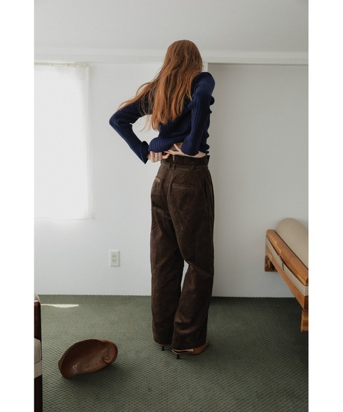 tento（テント）の「Wide-Leg Corduroy Pants（その他パンツ・レディース・ブラウン/アイボリー・38/36）」の4枚目の写真