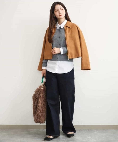 MK MICHEL KLEIN（エムケーミッシェルクラン）の「[洗える]配色アーガイル柄ニットカーディガン（カーディガン/ボレロ・レディース・グレー/ワイン・38）」の22枚目の写真