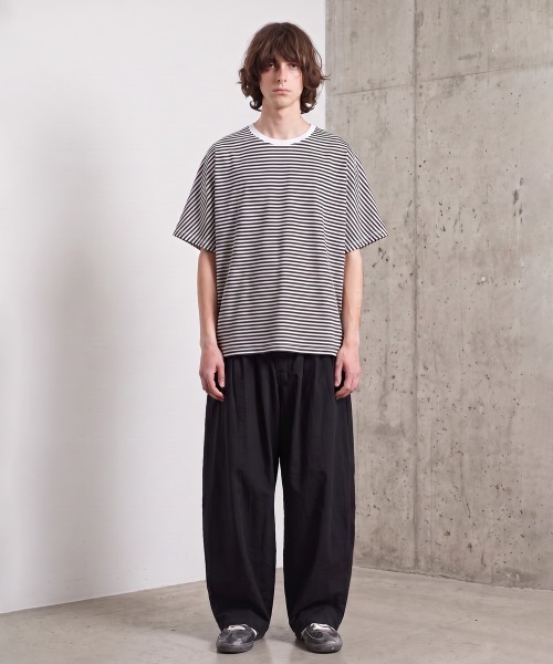 rehacer(レアセル)の「rehacer : Dolman Drape Border CS / ドルマン ドレープ ボーダー カットソー(Tシャツ/カットソー・メンズ・ブラック/ブルー・LARGE/SMALL/X-LARGE/MEDIUM)」の4枚目の写真