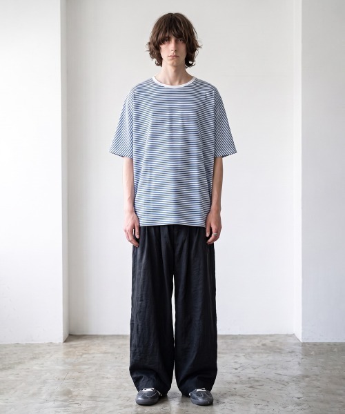 rehacer(レアセル)の「rehacer : Dolman Drape Border CS / ドルマン ドレープ ボーダー カットソー(Tシャツ/カットソー・メンズ・ブラック/ブルー・LARGE/SMALL/X-LARGE/MEDIUM)」の5枚目の写真