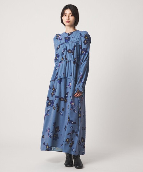 EMMEL REFINES(エメルリファインズ)の「<EMMEL REFINES>EM カットドビー プリント ティアード ワンピース(ワンピース・レディース・ライトブルー/ブラック・M/S)」の6枚目の写真