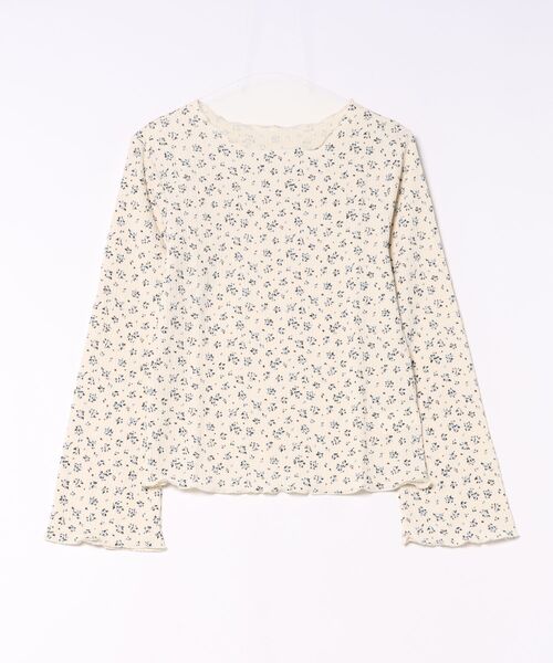 styiro(スタイロ)の「花柄フレアスリーブ長袖カットソー 26AW新作 秋服 冬服 紅葉 デート(Tシャツ/カットソー・レディース・アイボリー/ブラック・FREE)」の2枚目の写真