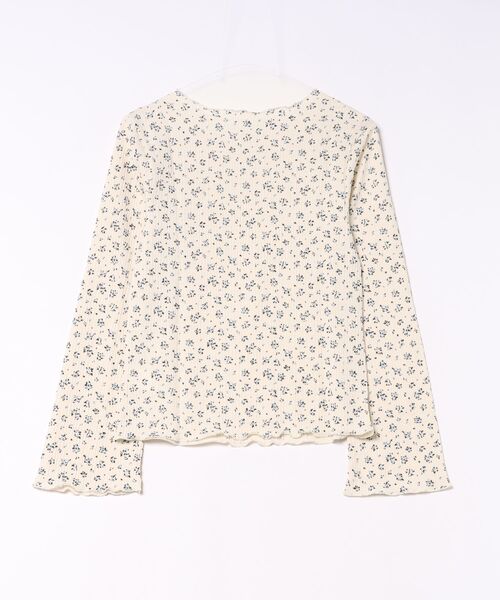 styiro(スタイロ)の「花柄フレアスリーブ長袖カットソー 26AW新作 秋服 冬服 紅葉 デート(Tシャツ/カットソー・レディース・アイボリー/ブラック・FREE)」の3枚目の写真
