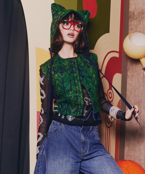 anna sui nyc(アナ スイ エヌ ワイ シー)の「ツイードベスト(ベスト・レディース・グリーン/ブラック・FREE)」の14枚目の写真