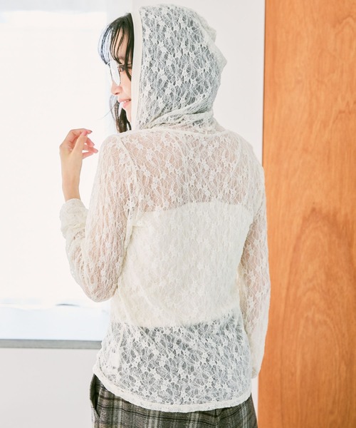 niko and...（ニコアンド）の「ソフトレースヘンリーフーディ（Tシャツ/カットソー・レディース・オフホワイト/アイボリー・FREE）」の19枚目の写真