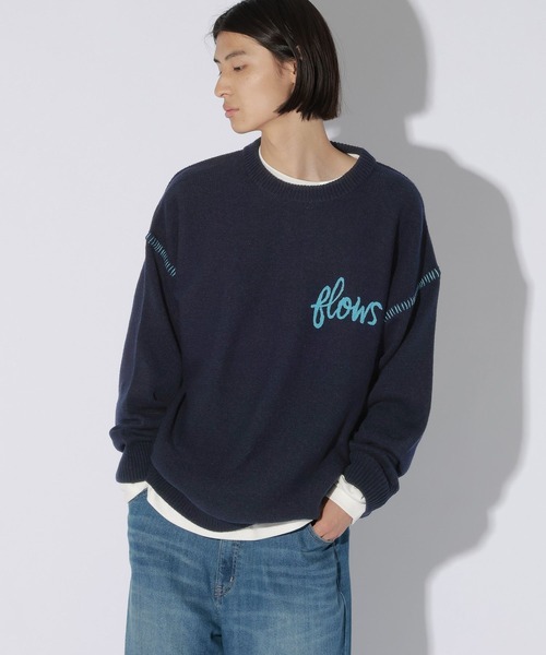 LAKOLE(ラコレ)の「ステッチ刺繍ロゴニット / 1056131(ニット/セーター・メンズ・アイボリー/グレー/ブラウン/ネイビー・MEDIUM/LARGE)」の4枚目の写真