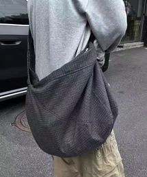 ワイドストラップチェック柄ビッグショルダーバッグ