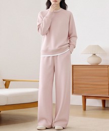 【在庫限り】【S~Lサイズ展開】単品使いもOK!ドロップショルダートップス・ワイドパンツ上下2点セット