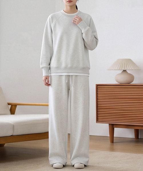 LOWO(ロワ)の「【在庫限り】【S~Lサイズ展開】単品使いもOK!ドロップショルダートップス・ワイドパンツ上下2点セット(セットアップ・レディース・ピンク/オフホワイト/ネイビー/スカイブルー/ベージュ・S/M/L)」の6枚目の写真