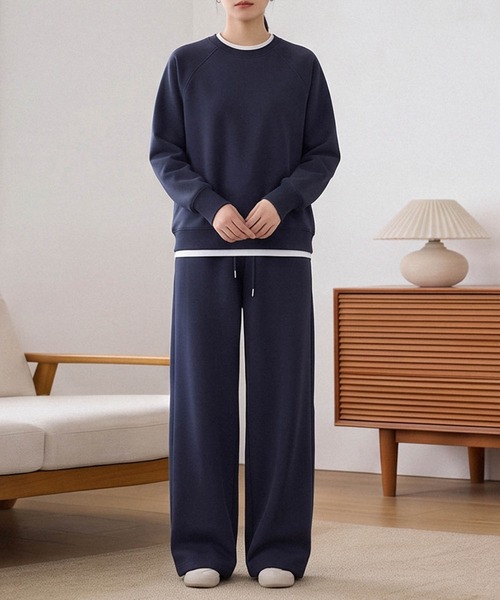 LOWO(ロワ)の「【在庫限り】【S~Lサイズ展開】単品使いもOK!ドロップショルダートップス・ワイドパンツ上下2点セット(セットアップ・レディース・ピンク/オフホワイト/ネイビー/スカイブルー/ベージュ・S/M/L)」の11枚目の写真