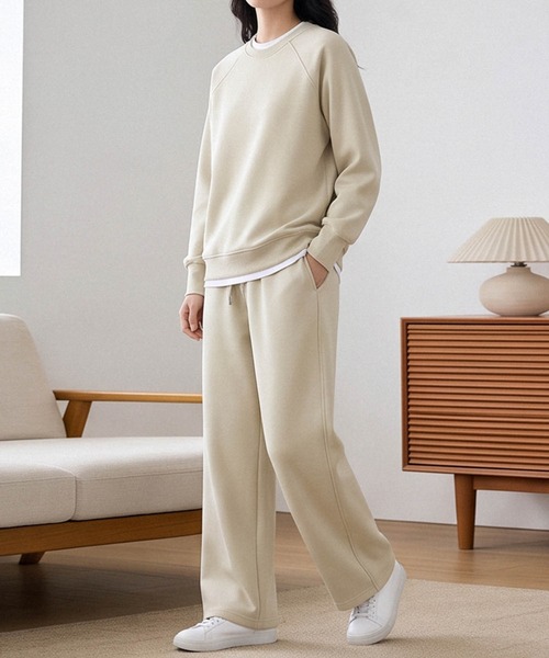 LOWO(ロワ)の「【在庫限り】【S~Lサイズ展開】単品使いもOK!ドロップショルダートップス・ワイドパンツ上下2点セット(セットアップ・レディース・ピンク/オフホワイト/ネイビー/スカイブルー/ベージュ・S/M/L)」の14枚目の写真