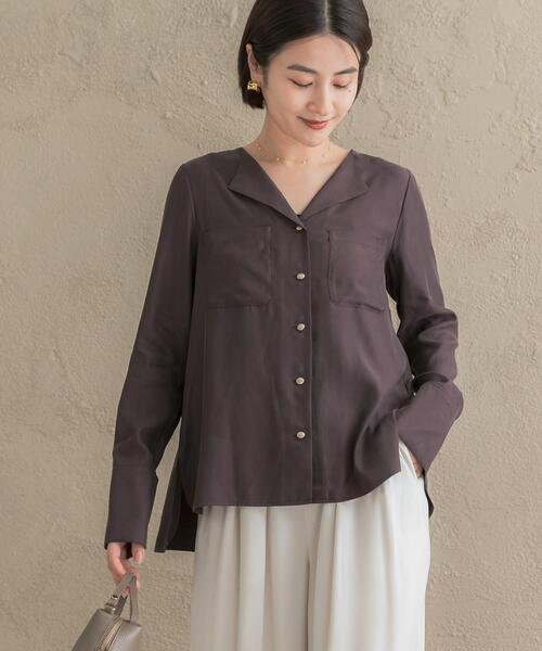 URBAN RESEARCH ROSSO WOMEN(アーバンリサーチ ロッソ)の「キュプラ混ポケットデザインブラウス(シャツ/ブラウス・レディース・オフホワイト/チャコールグレー/ボルドー・FREE)」の13枚目の写真