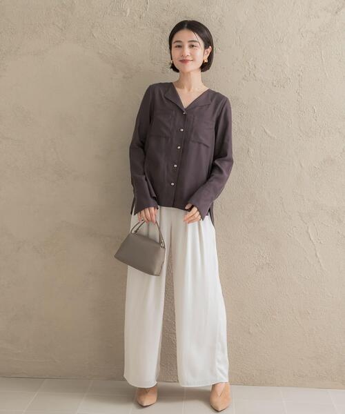 URBAN RESEARCH ROSSO WOMEN(アーバンリサーチ ロッソ)の「キュプラ混ポケットデザインブラウス(シャツ/ブラウス・レディース・オフホワイト/チャコールグレー/ボルドー・FREE)」の15枚目の写真