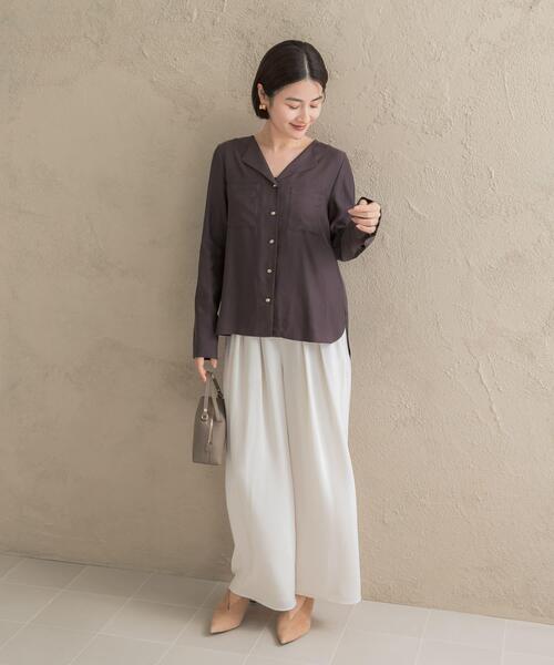 URBAN RESEARCH ROSSO WOMEN(アーバンリサーチ ロッソ)の「キュプラ混ポケットデザインブラウス(シャツ/ブラウス・レディース・オフホワイト/チャコールグレー/ボルドー・FREE)」の16枚目の写真