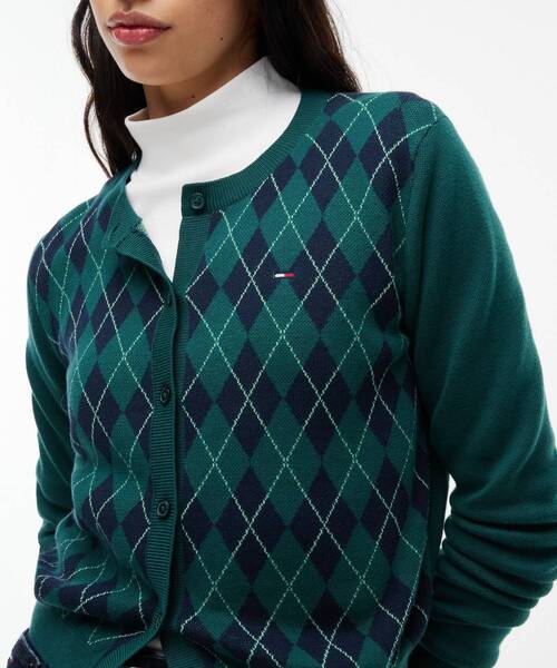 tommy jeans(トミー ジーンズ)の「アーガイルクルーネックカーディガン(ニット/セーター・レディース・パープル系その他3/グリーン系・X-SMALL/SMALL/MEDIUM)」の5枚目の写真