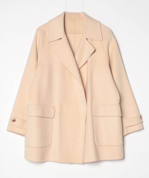 YLEVE(イレーヴ)の「YLEVE / LAMBSWOOL DOUBLE CLOTH BEAVER SHORT CO(ダウンジャケット/コート・レディース・ベージュ/ブラウン/ネイビー・1/2/0)」の1枚目の写真