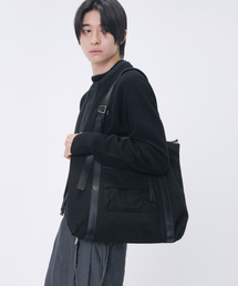 Multi panel square shoulder bag BLACK