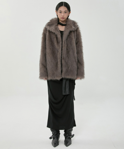 FLAREUP(フレアアップ)の「ユア ファージャケット (FL-063_Faded Charcoal)(ムートンコート・レディース・ダークグレー・1/2)」の3枚目の写真