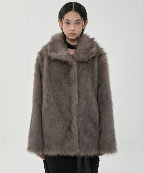 FLAREUP(フレアアップ)の「ユア ファージャケット (FL-063_Faded Charcoal)(ムートンコート・レディース・ダークグレー・1/2)」の4枚目の写真