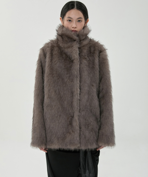 FLAREUP(フレアアップ)の「ユア ファージャケット (FL-063_Faded Charcoal)(ムートンコート・レディース・ダークグレー・1/2)」の5枚目の写真